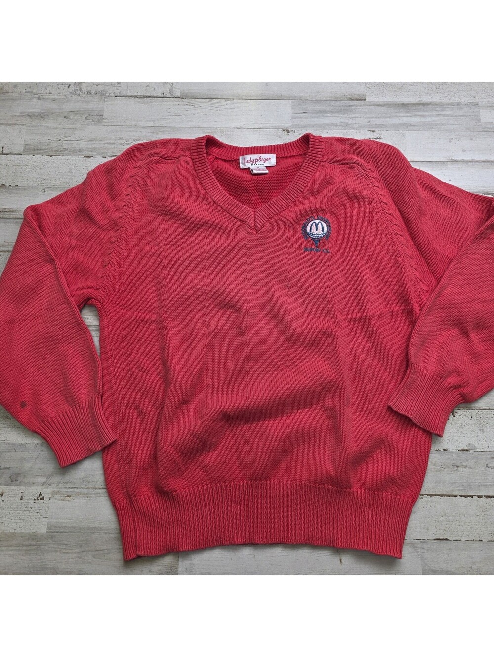 90s LPGA McDonalds Championship DuPont County Club Golf Sweater Pink M Ladyplaye